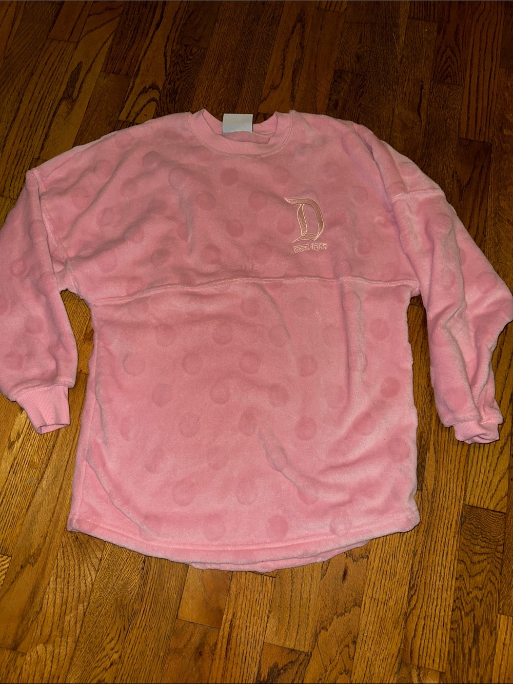 Disneyland pink Cozy Plush spirit Jersey Embroidered D Disney great shape!